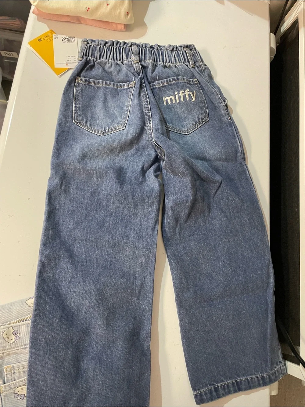 H&M Blue Denim Kids Jeans with White Bunny Embroidery - Picture 5 of 5